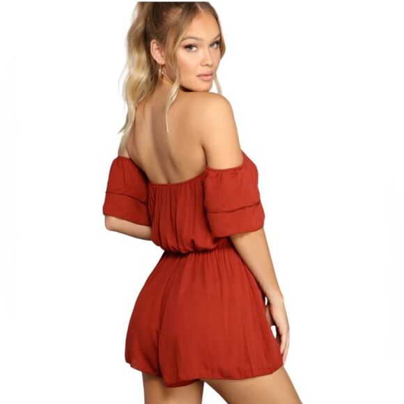 Windsor Romper Off-The-Shoulder Rust Woman’s Size S - Picture 3 of 7